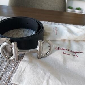 Salvatore Ferragamo Black Leather Belt